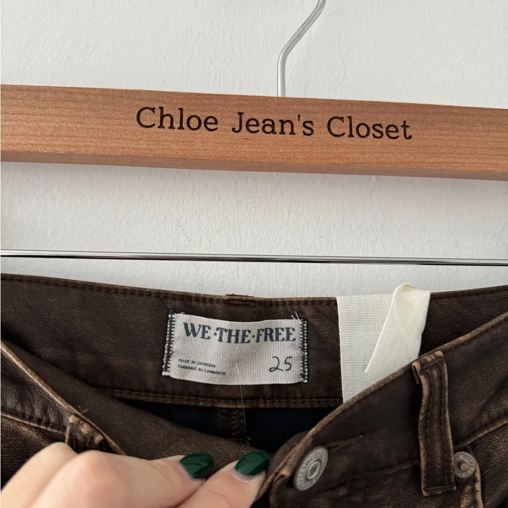 FREE PEOPLE Misha Vegan Brown Barrel Pants 25 - Image 10