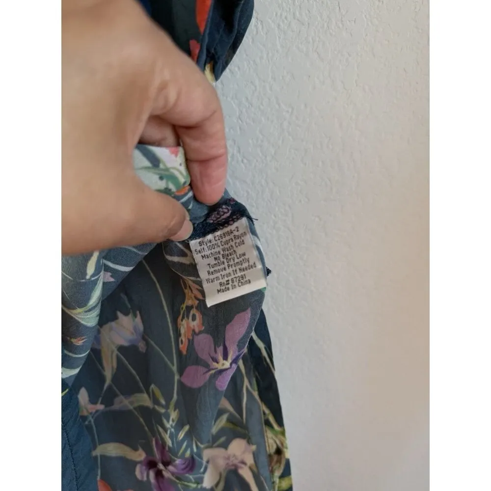 Johnny Was Summy‎ Short Sleeve Tunic Top Women’s Large Floral Birds Butterflies - Image 6