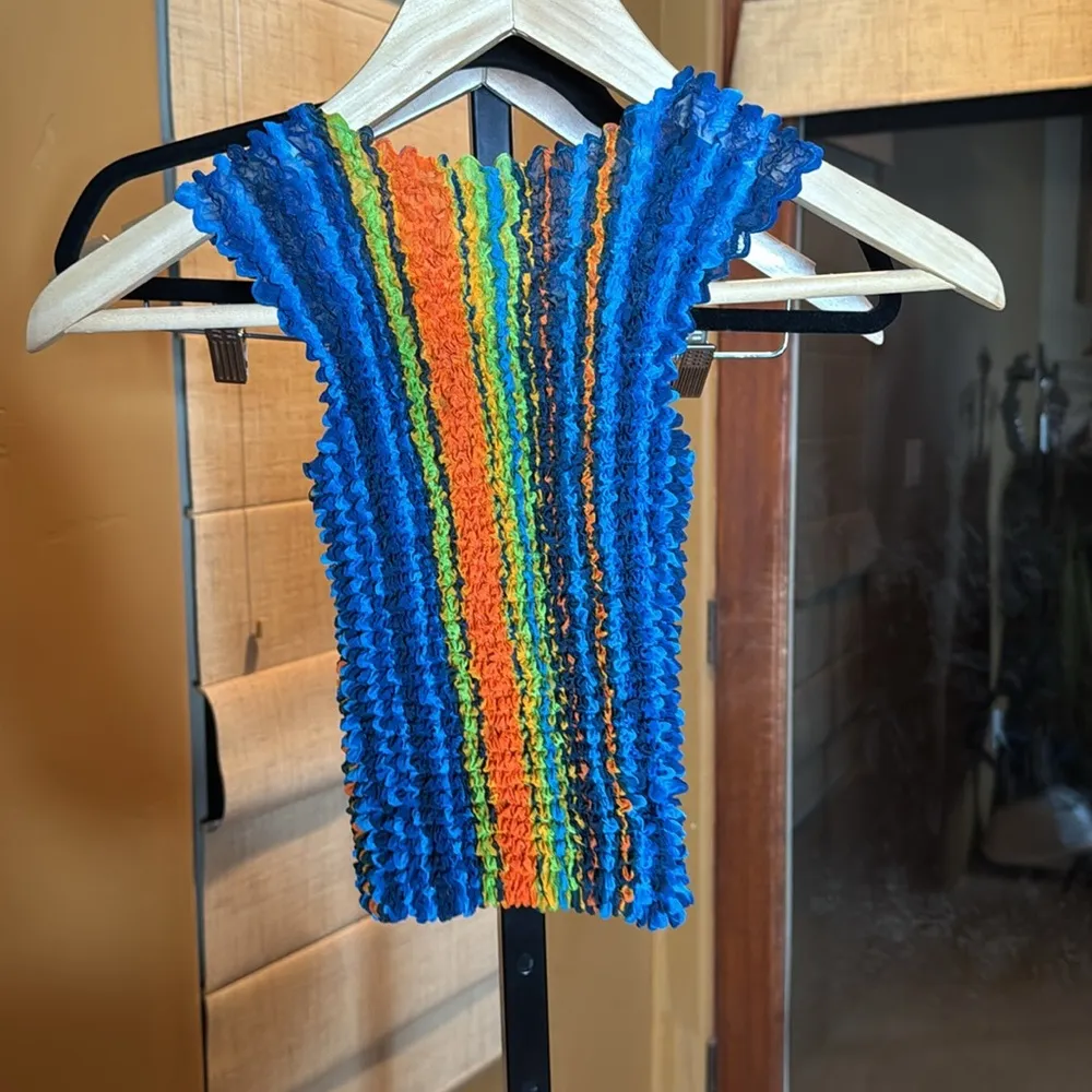 NWOT Vintage Younique Popcorn Bubble Top Y2k 90s 80s Top OSFM Blue Size undefined - Image 6