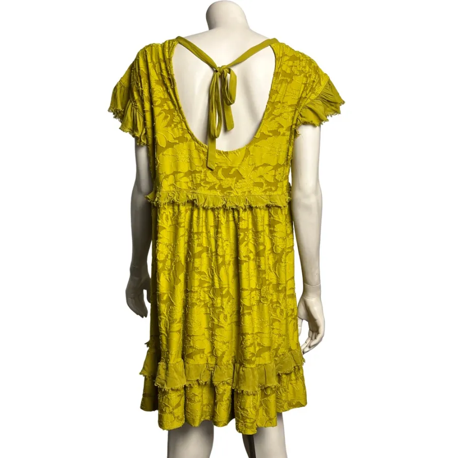 By Anthropologie Chartreuse Green Shabby Ruffle Mini Dress - Image 4