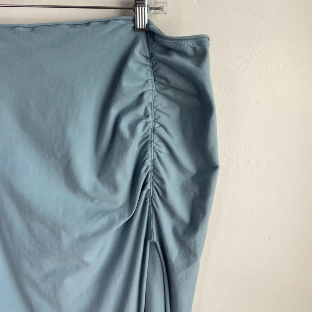 NWOT Skims Denim Blue Raw Edge High Slit Long Skirt - Image 11