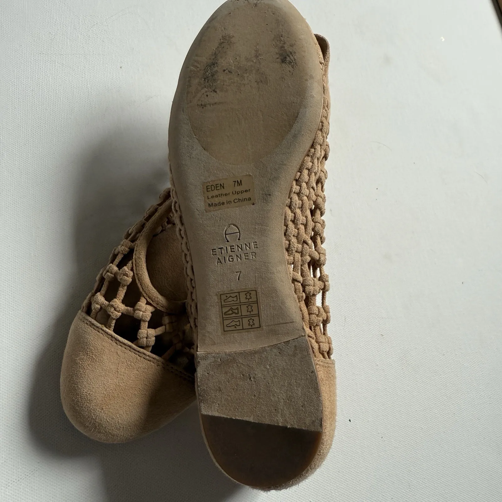 Etienne Aigner Eden Knotted Suede Flats Tan Woven Ballet Shoes Sz 7 Fall Capsule - Image 4