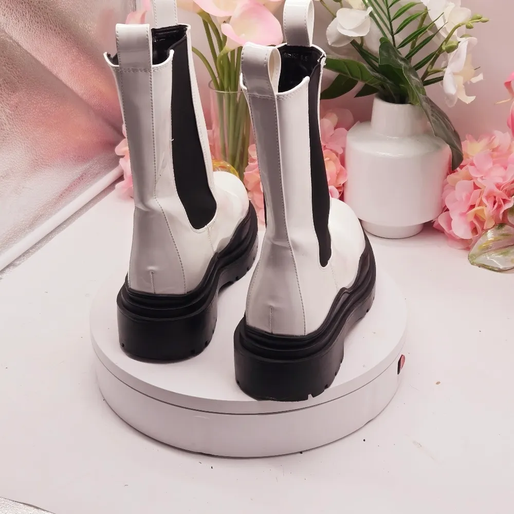 Azalea Wang White Ghosted Chelsea Boots Sz 8.5 Black - Image 6