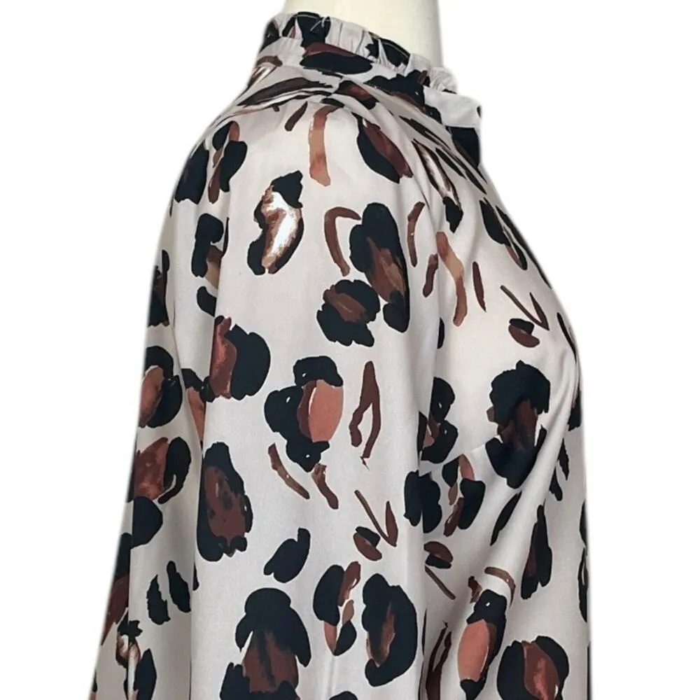 Eloquii Button Down Blouse Long Ruffle Sleeves Neck Cheetah Women’s Plus Size 14 - Image 10