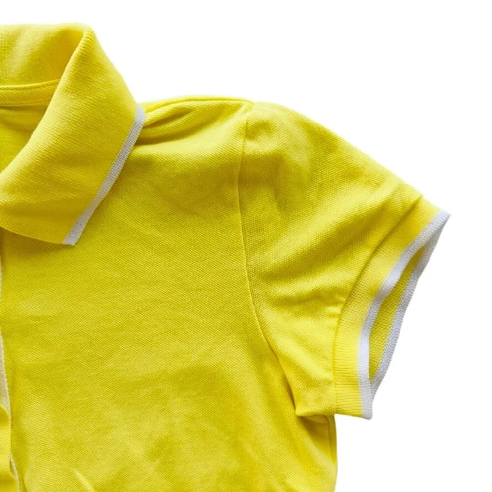 Madeleine Thompson Pique Polo Yellow Size 4 Casual Tennis Golf Short Sleeve - Image 2