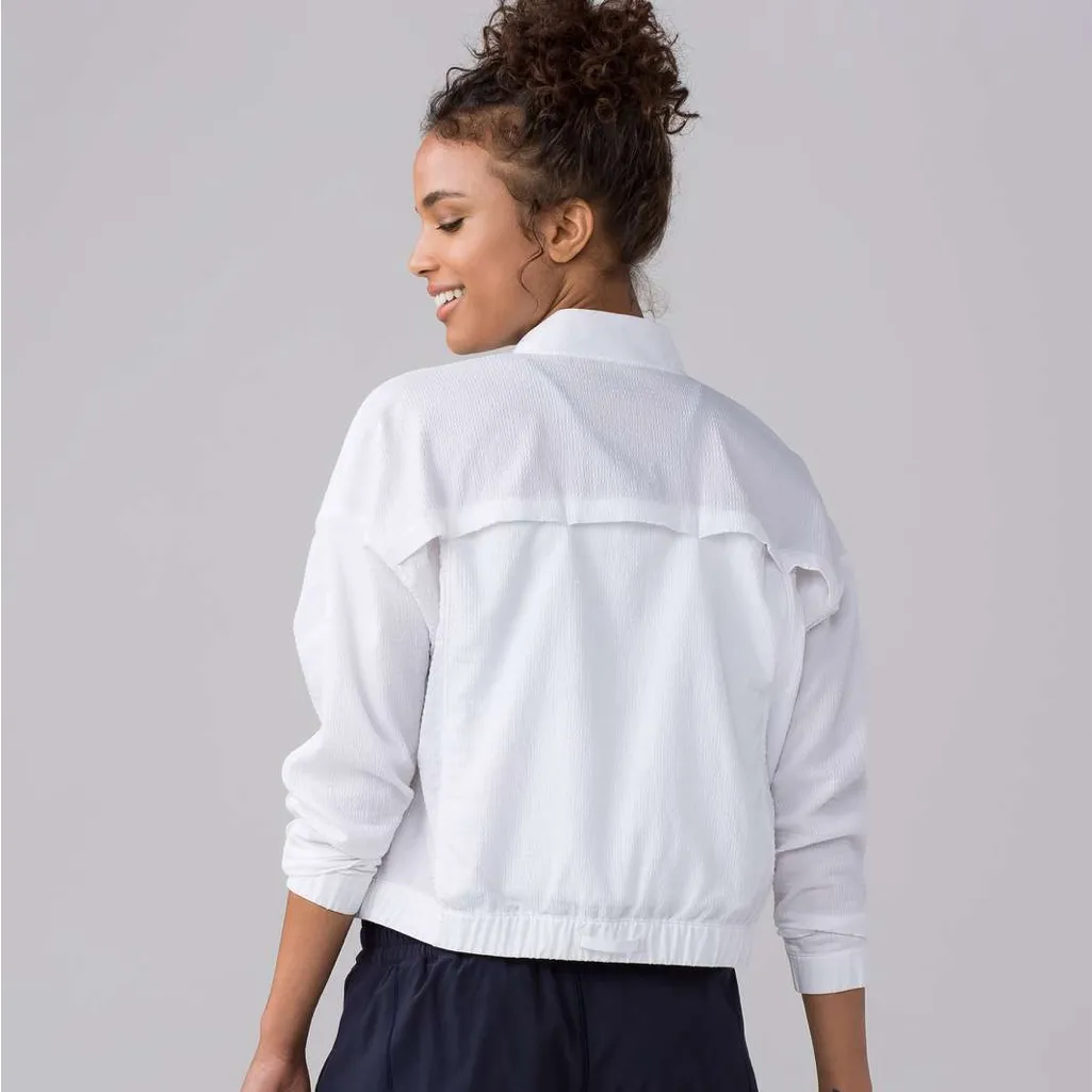 Lululemon Pack Light Bomber Cropped Jacket Cinch White Packable Zip Up Size 2 - Image 2