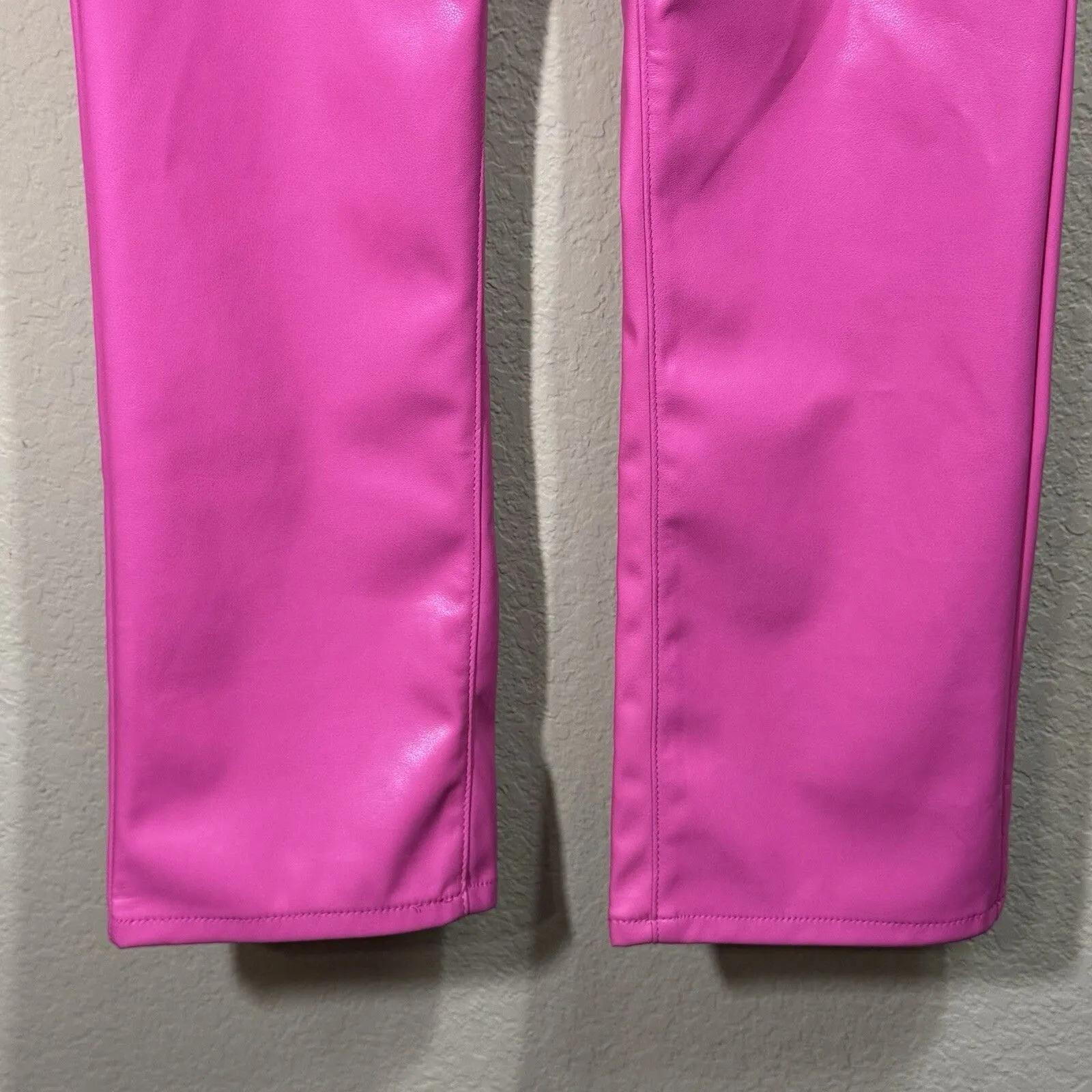 Judy Blue Hot Pink Faux Leather High Rise Straight Leg Pants Womens 7/28 JB88748 - Image 8