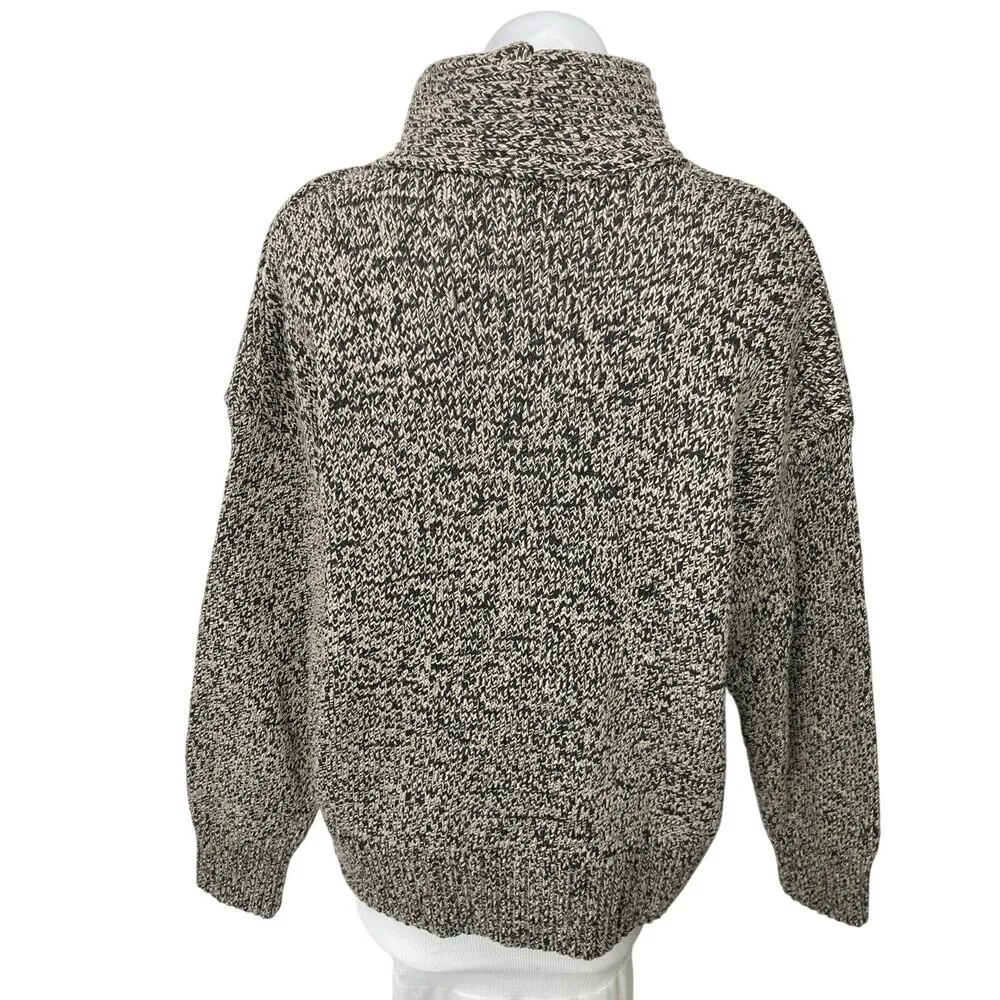 Zara Black Chunky Knit Cutout Mock Neck Long Sleeve Pullover Sweater Top Size L - Image 2