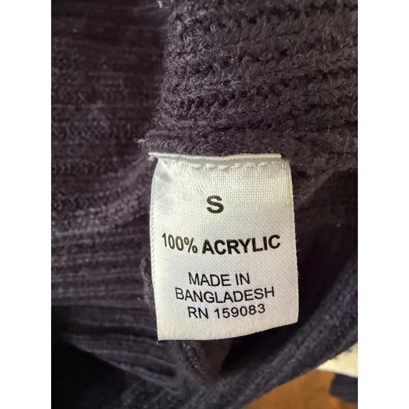 Jason Maxwell Navy Ribbed Cowl Neck Sweater Button Detail Size Small - Image 6