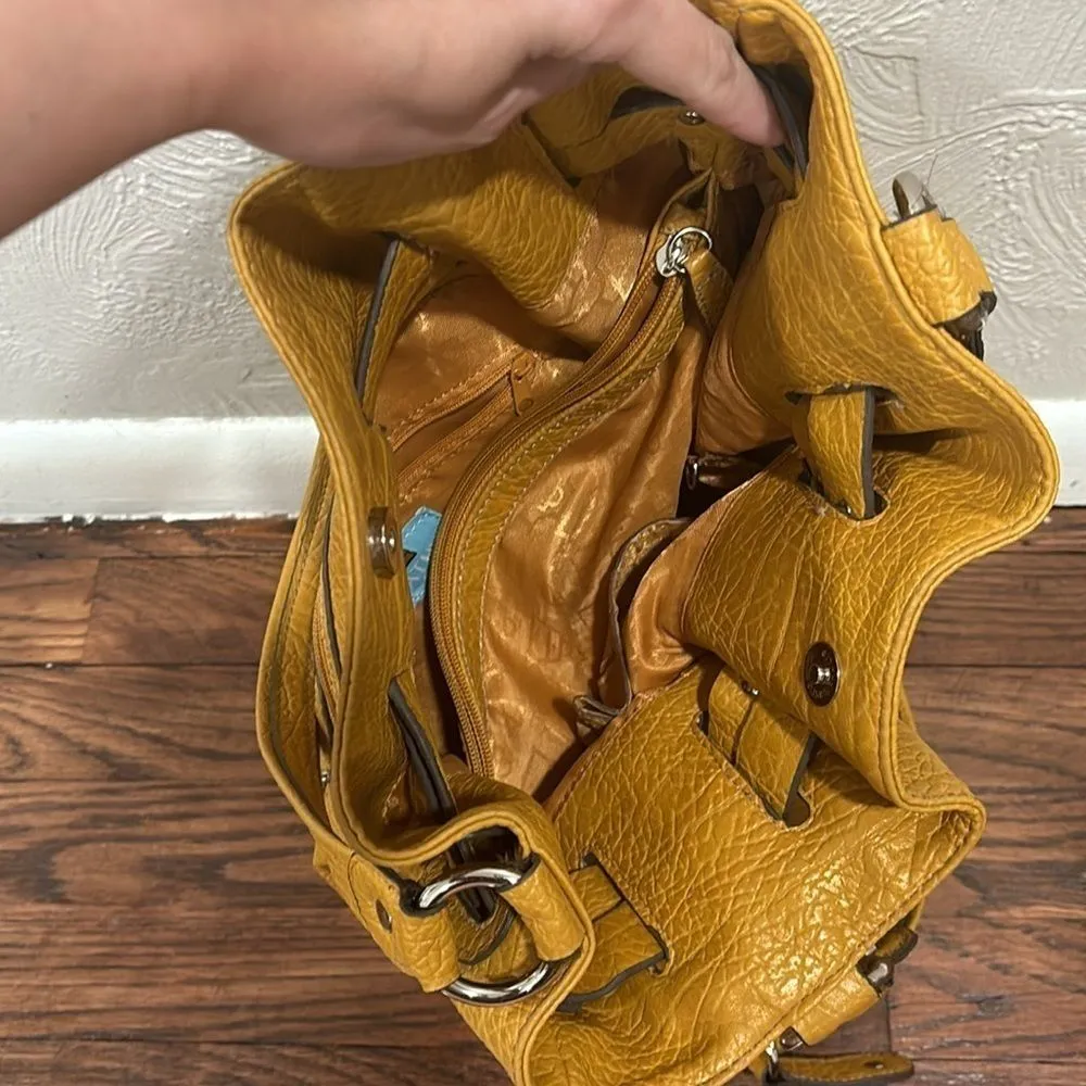 Kathy Van Zeeland Mustard Yellow Studded Shoulder Bag - Image 7