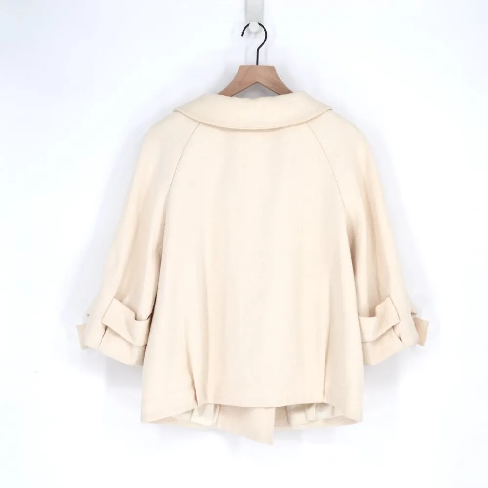 3.1 Phillip Lim Double Breasted Short Coat Cream Cotton 3/4 Sleeve Women's 2 - Image 6