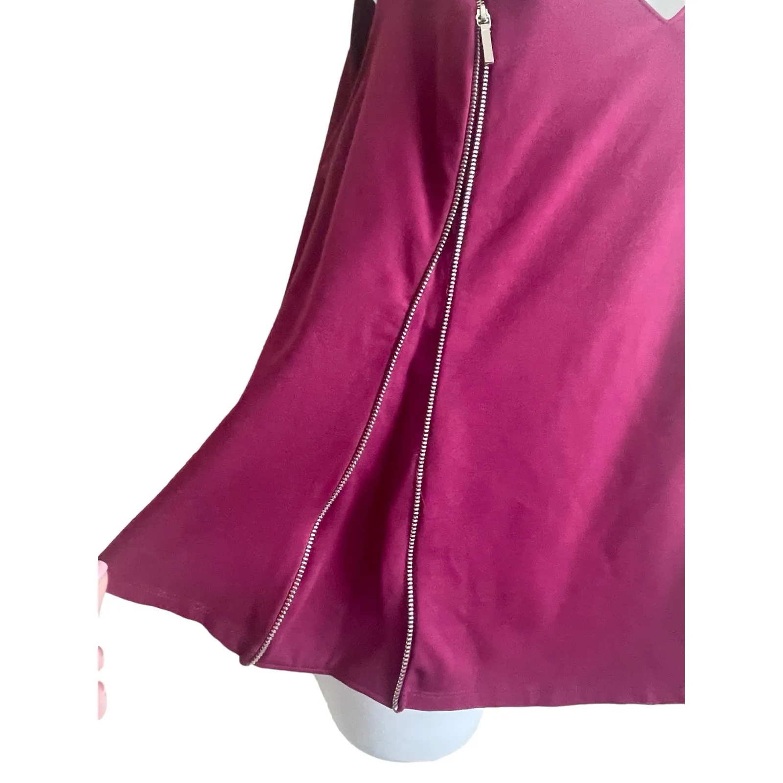 Lane Bryant Women Tunic Top 14/16‎ Wine Stretch Unique Zipper Detail Futuristic - Image 6