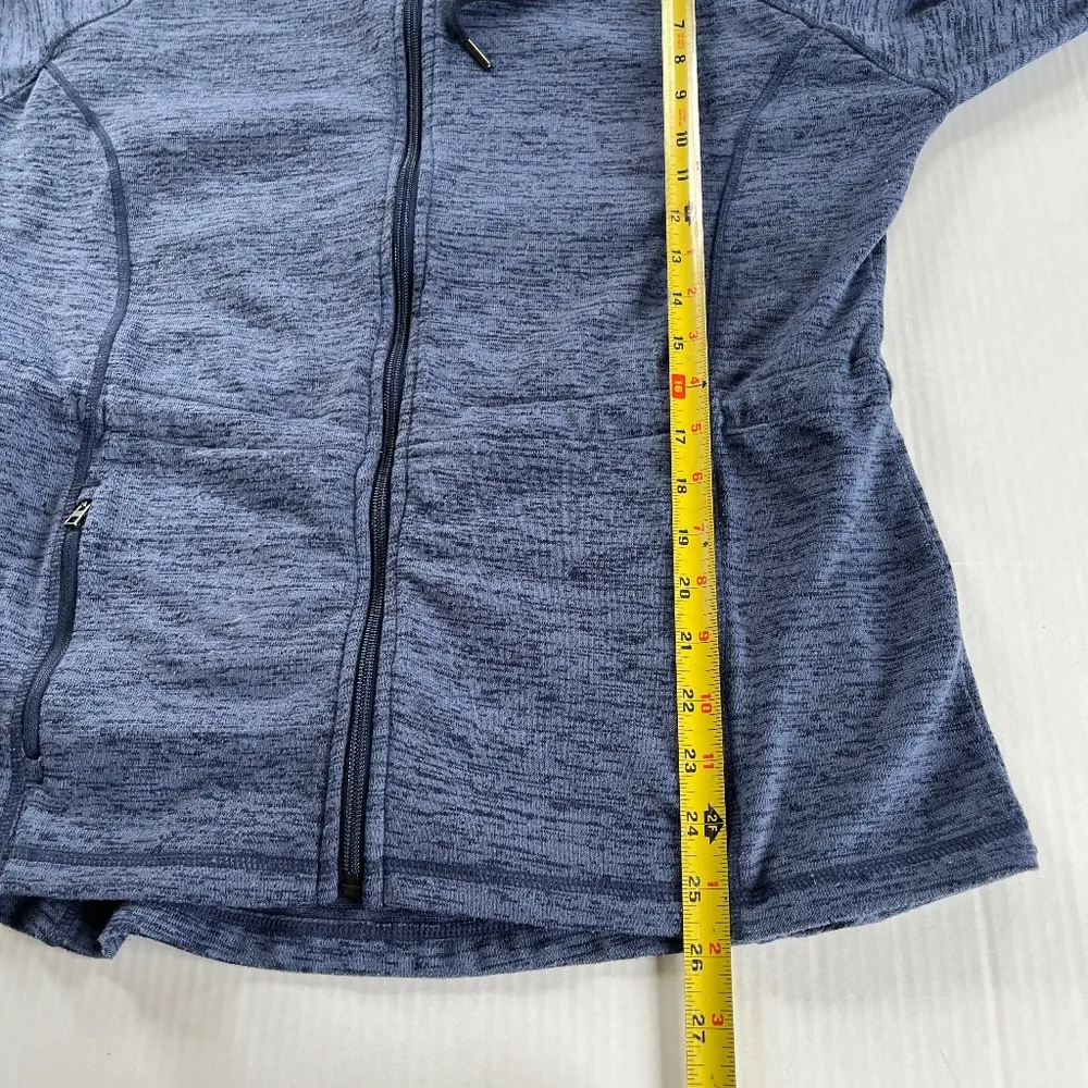 ATHLETA Heathered Blue Hooded Sweatshirt No Sweat Jacket Full Zip Pockets Size M - Image 9