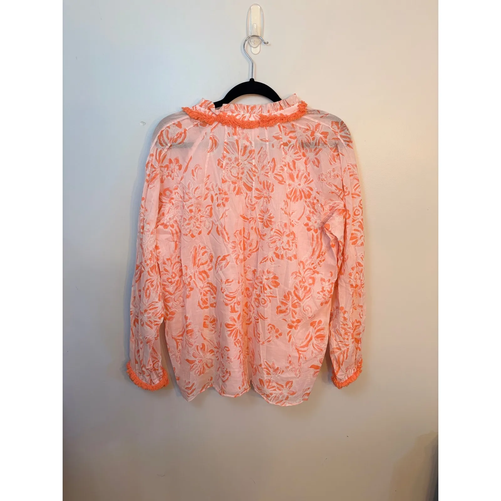 STS Sail to Sable Womens XL‎ Floral Tassel Trim Long Sleeve Blouse Top Pink - Image 4