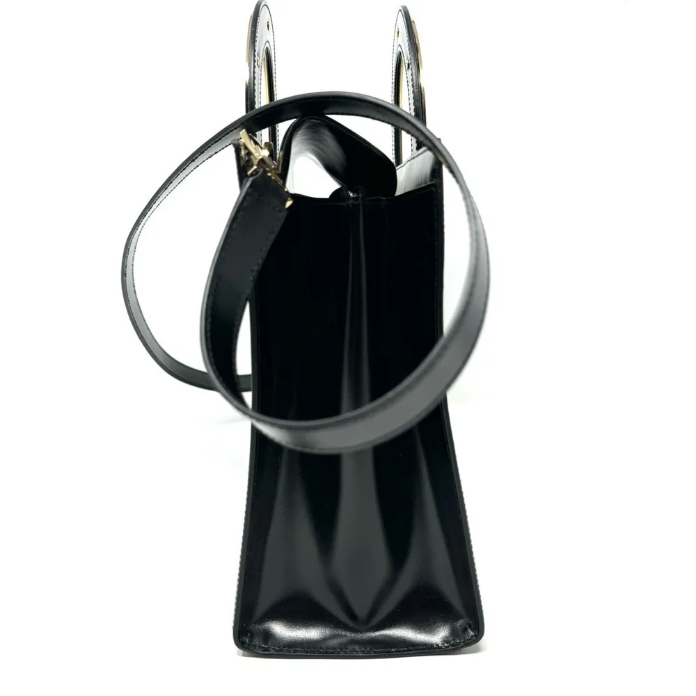 Celine 2-Way Black Leather Smooth Crossbody Top Handle Bag - Image 10