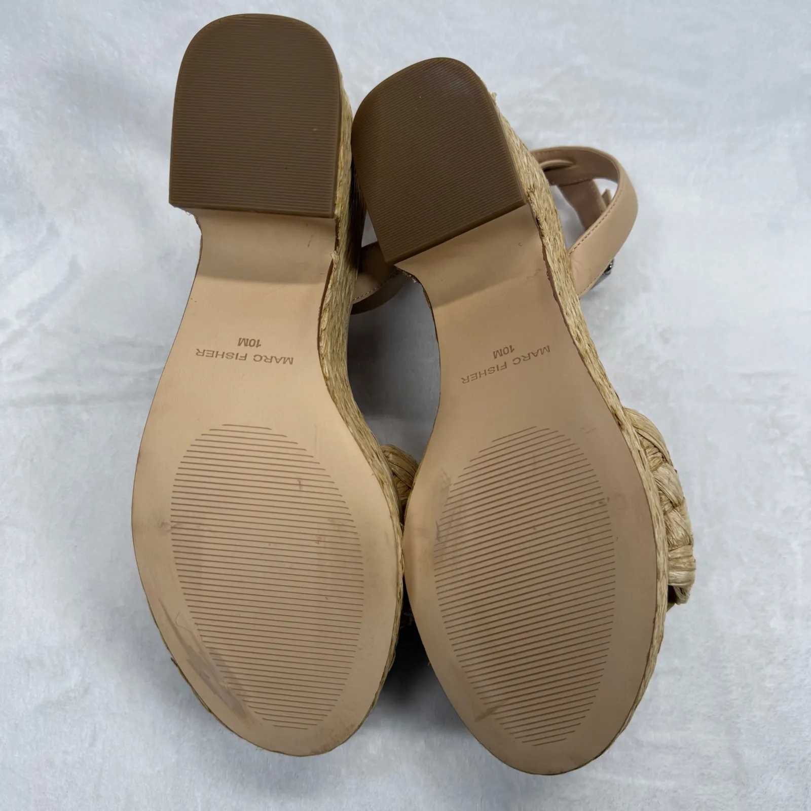 Marc‎ Fisher Steel Espadrille Platform Sandals Woven Ankle Strap Beige Size 10M - Image 10