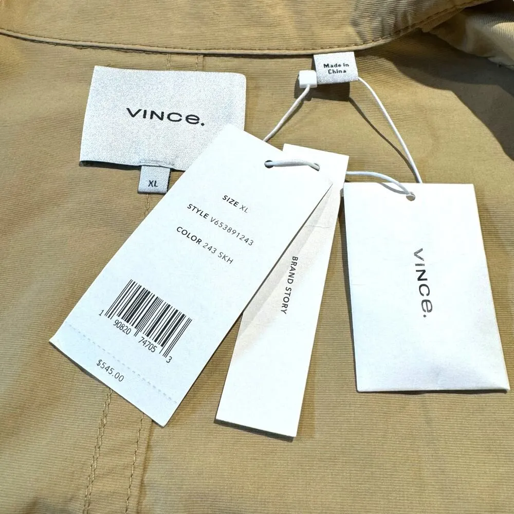 Vince Drapey Tech Belted Trench Coat MSRP $545 Beige XL - Image 14