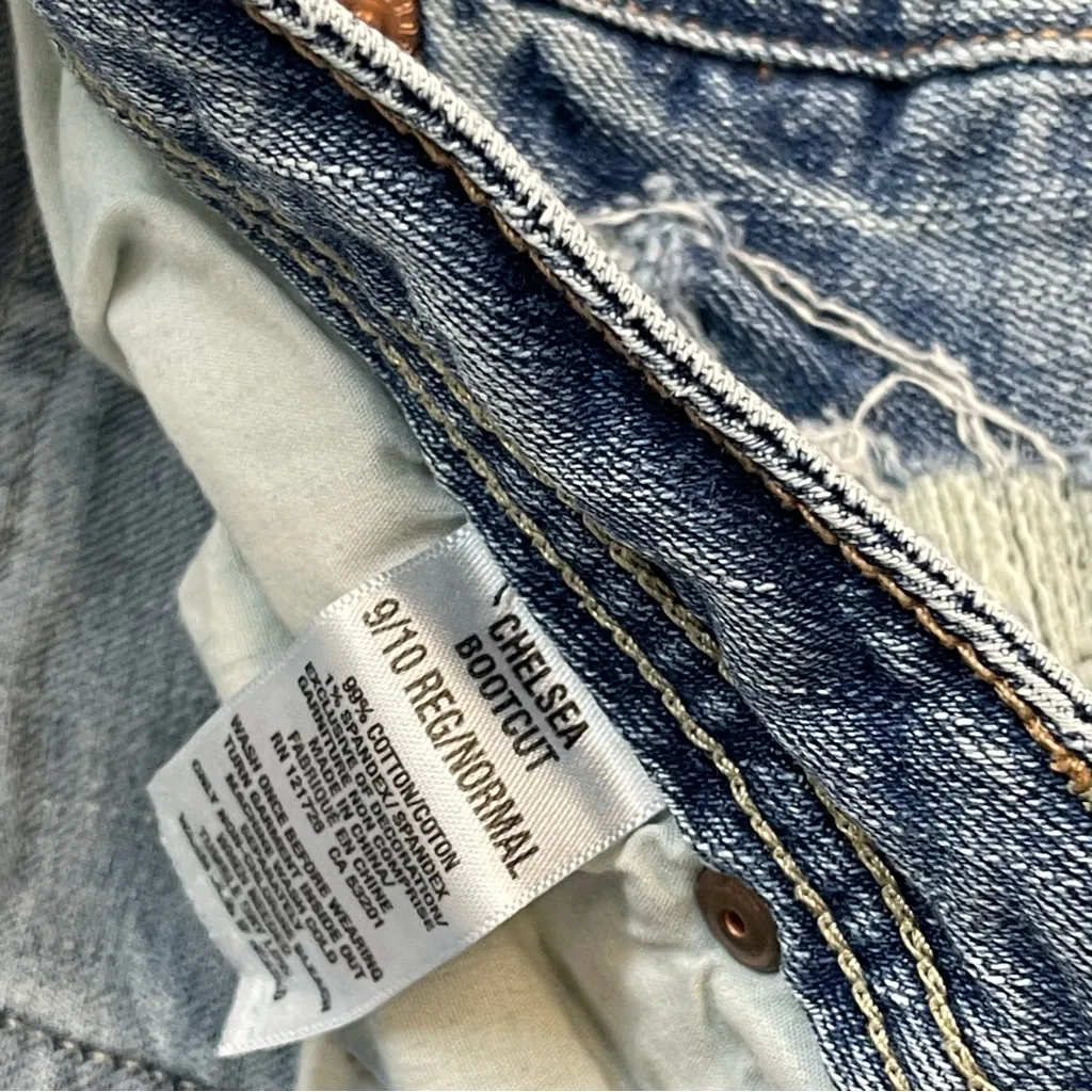 Y2K Chelsea Bootcut Distressed Blue Women's Jeans Holes Juniors Size 9/10 Denim - Image 13