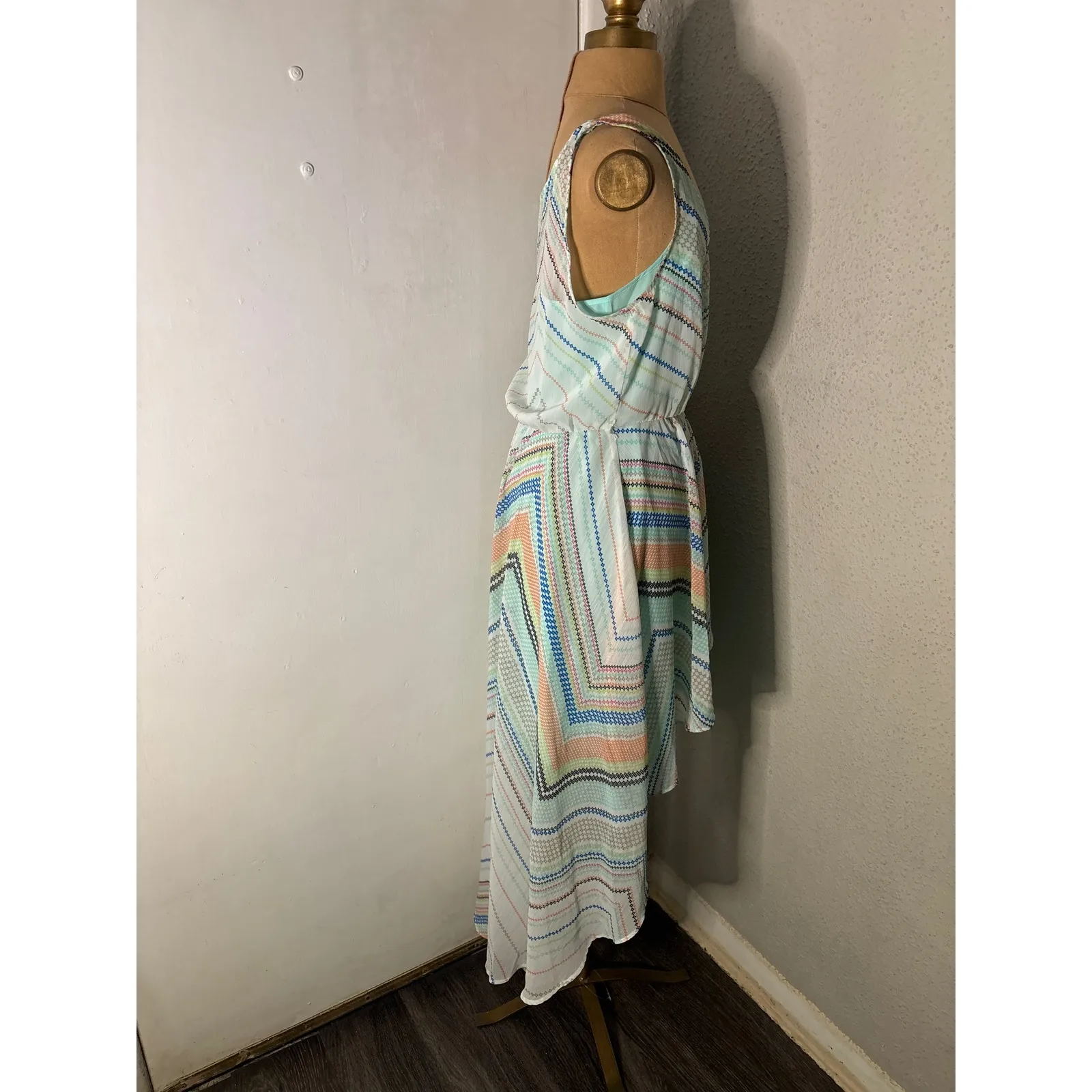 Candie's  High Low Multi-Color Maxi Dress L Junior's Dopamine Boho Coconut Girl - Image 4