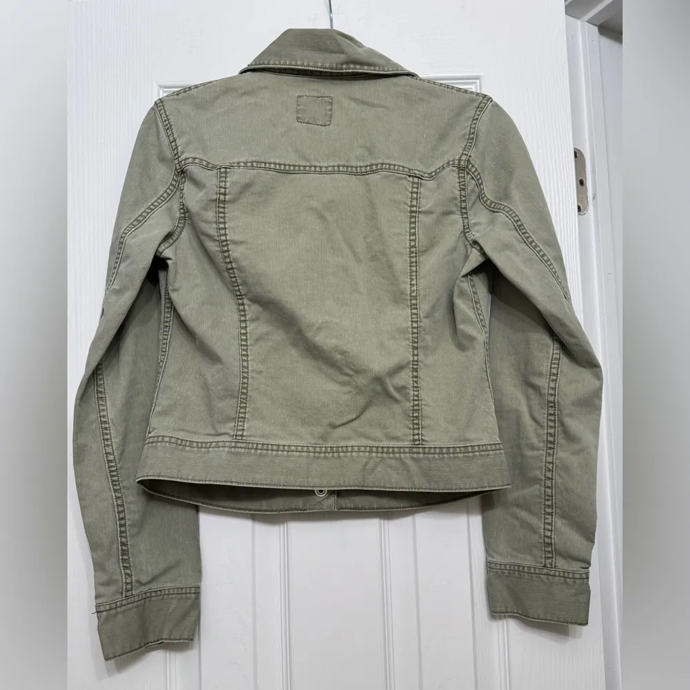 Lucky Brand Denim Utility Jacket Boho Military Army Green Bohemian 100% cotton - Image 3