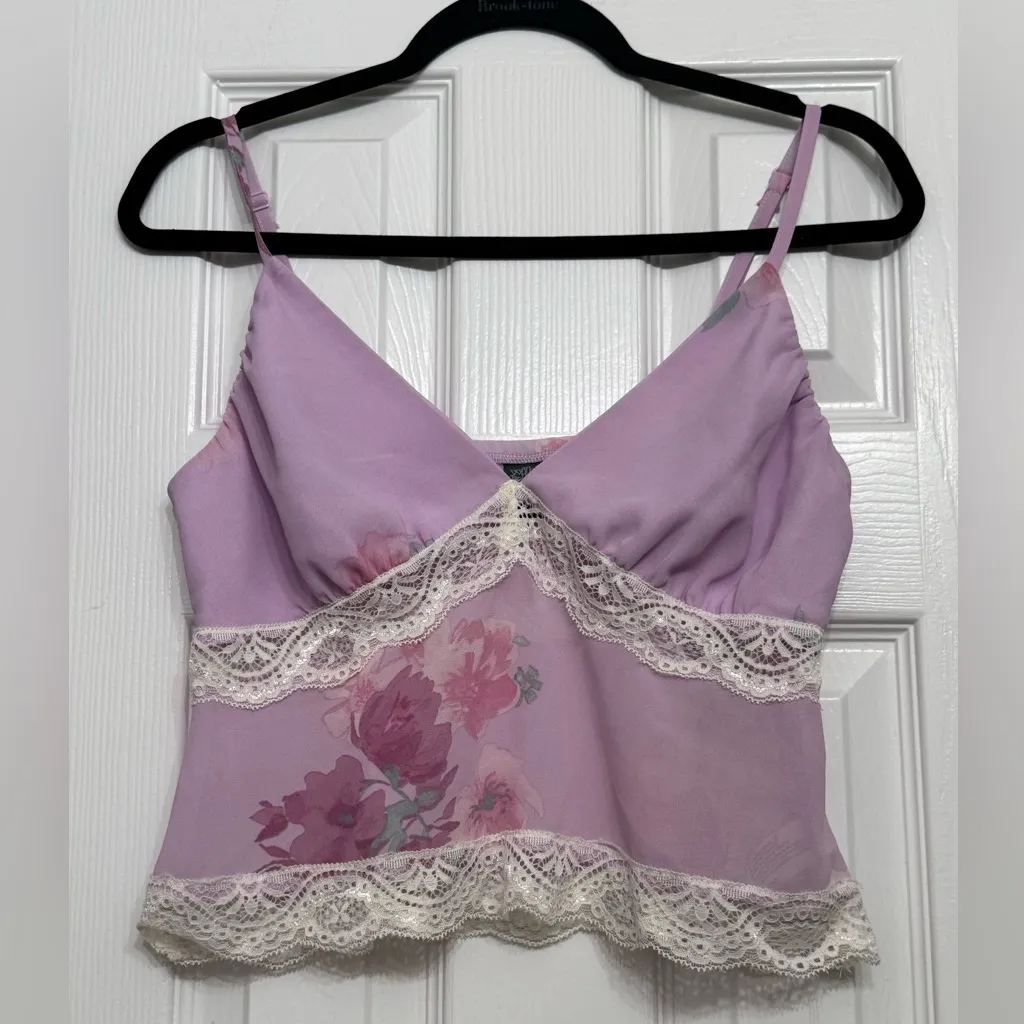 Wild Fable Pink Floral Lace Trim Tank Top Cami - Image 2