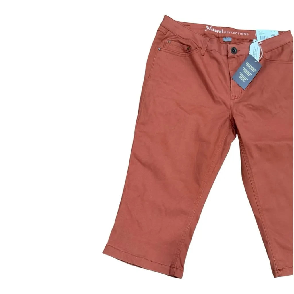 Natural Reflections Size 14 Campside Skimmer Capri Pants Baked Clay Orange NWT - Image 2