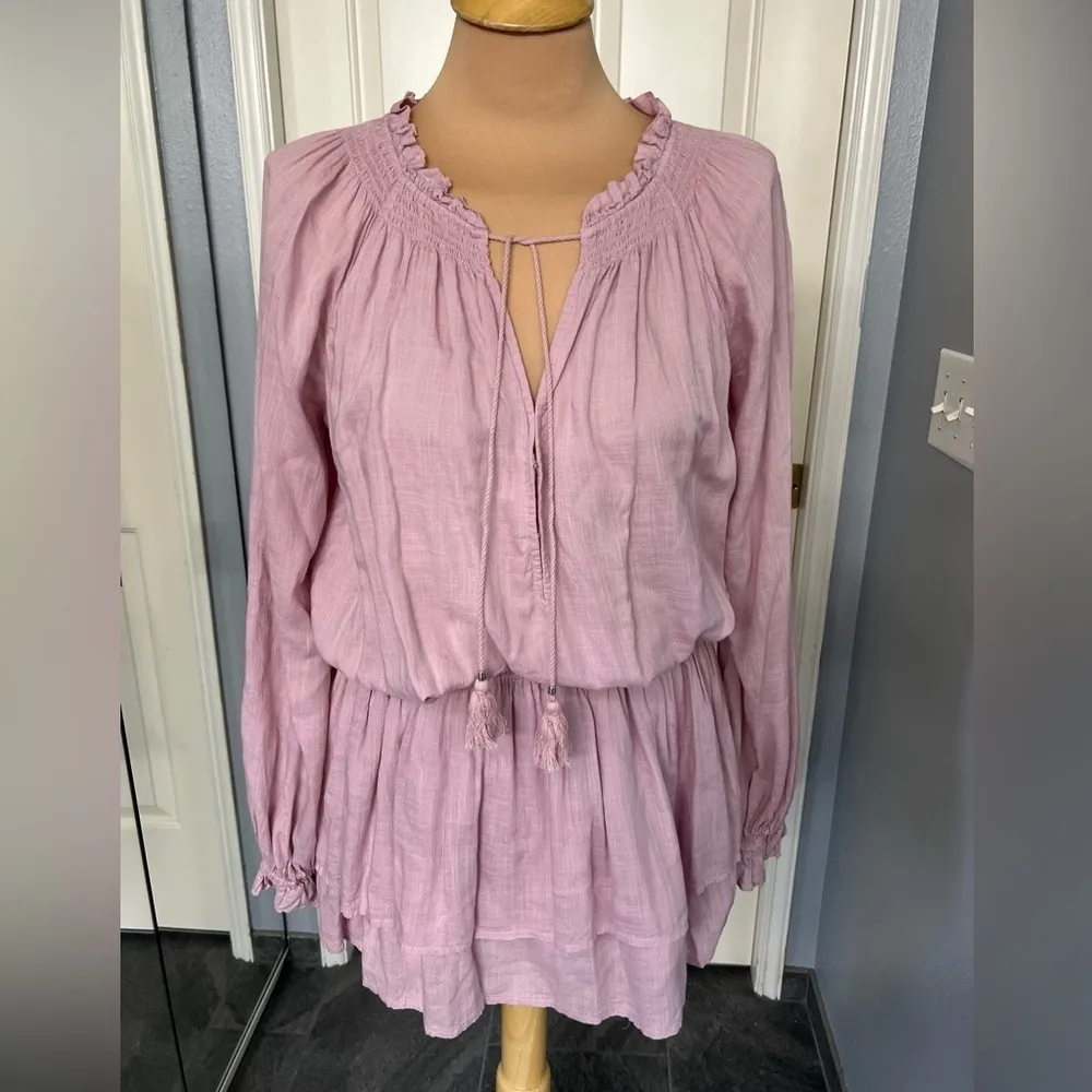 Paige Lemay Dusty Rose Pink Peasant‎ Mini Dress - Image 3