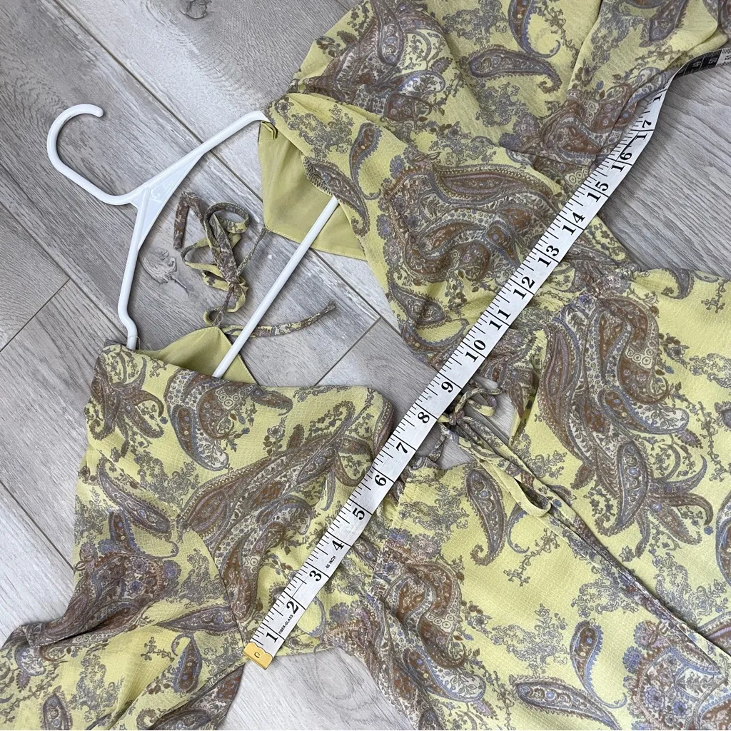 Urban Outfitters Dress charlene paisley printed mini womens Yellow (small) boho - Image 5