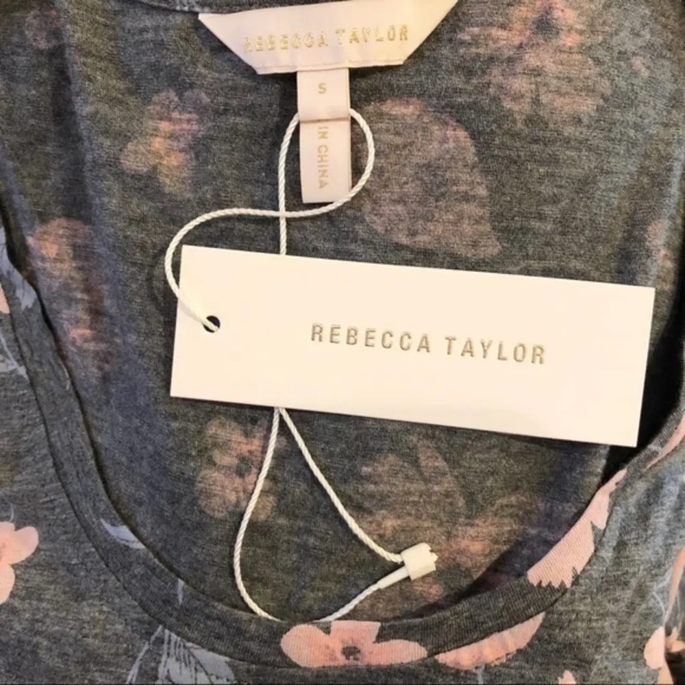 Rebecca Taylor Daniella Floral Jersey Top Gray S - Image 6