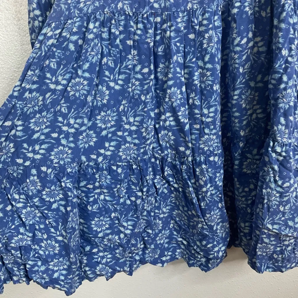 Patrons of Peace Blue Floral Long Sleeve Baby Doll Dress Size Medium - Image 5