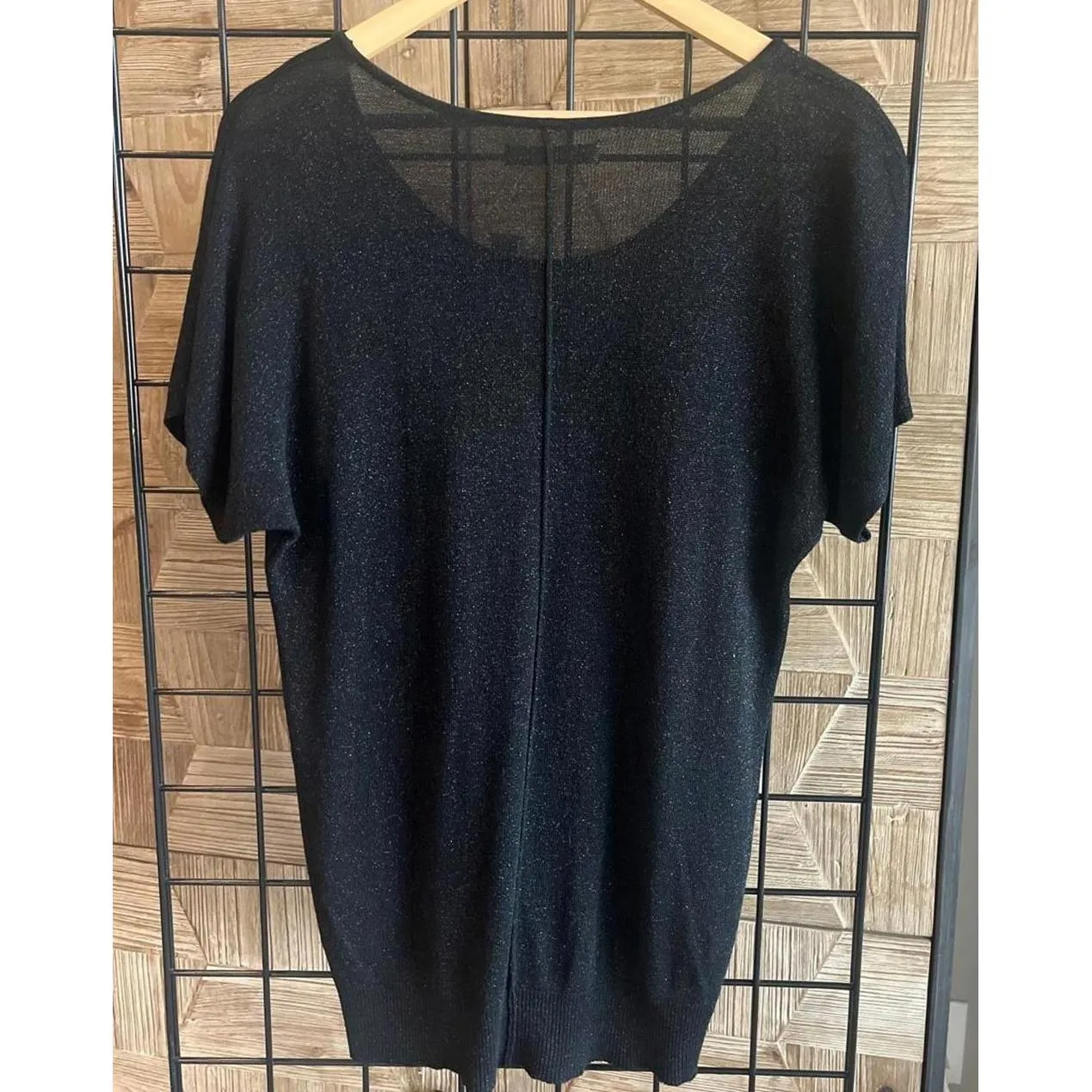 Vintage Old Navy Womens Top Size Small Black Shimmer Dolman Sleeve - Image 2