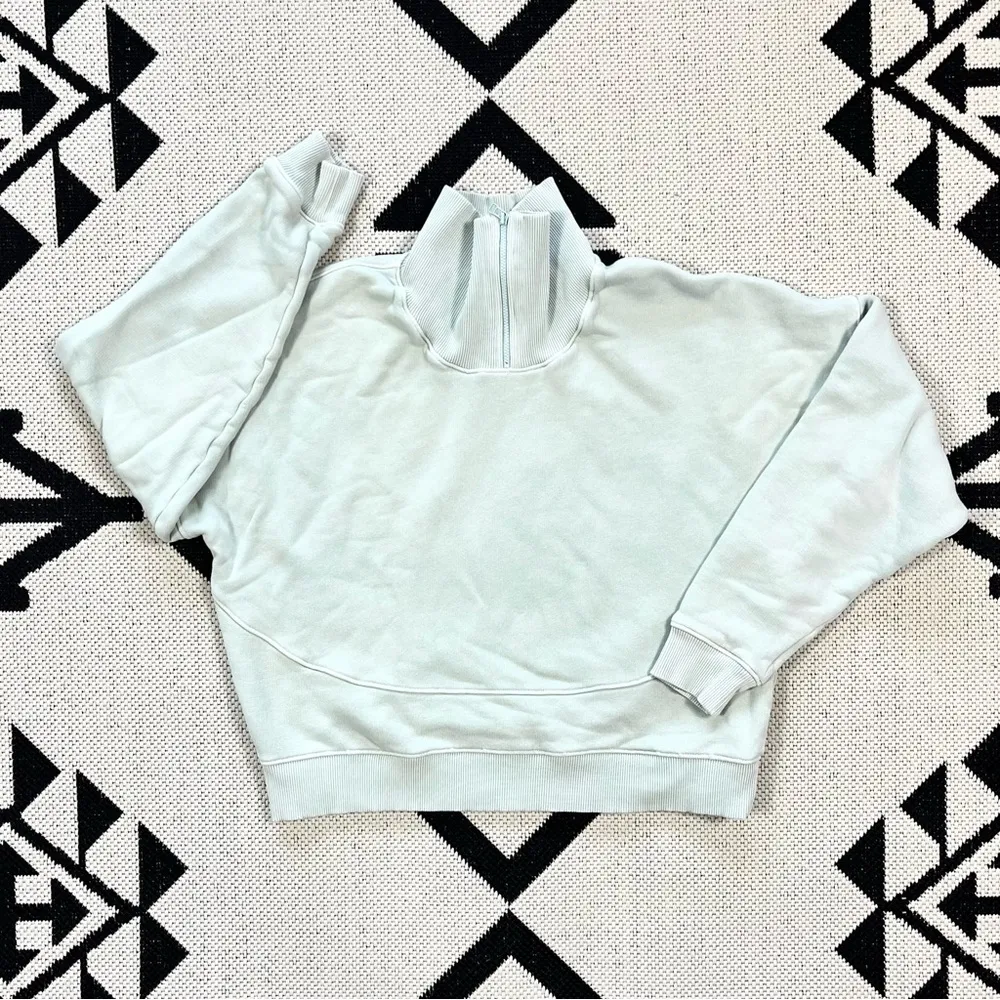 Nimbus Quarter Zip Organic Cotton Sweatshirt In Bay Medium - Image 5