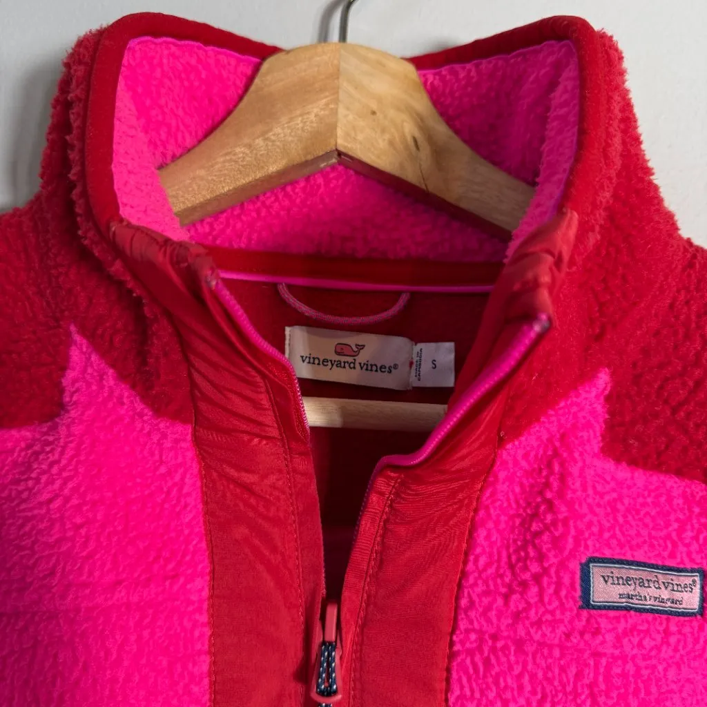 Vineyard Vines 1/4 Zip Colorblock Fleece Pullover Jacket Women's Small Pink Red - Image 7