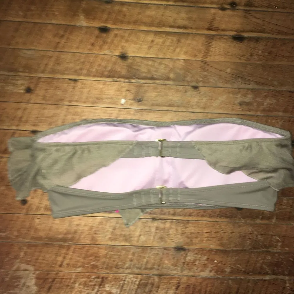 Victoria’s Secret olive green ruffle strapless S bikini top - Image 2