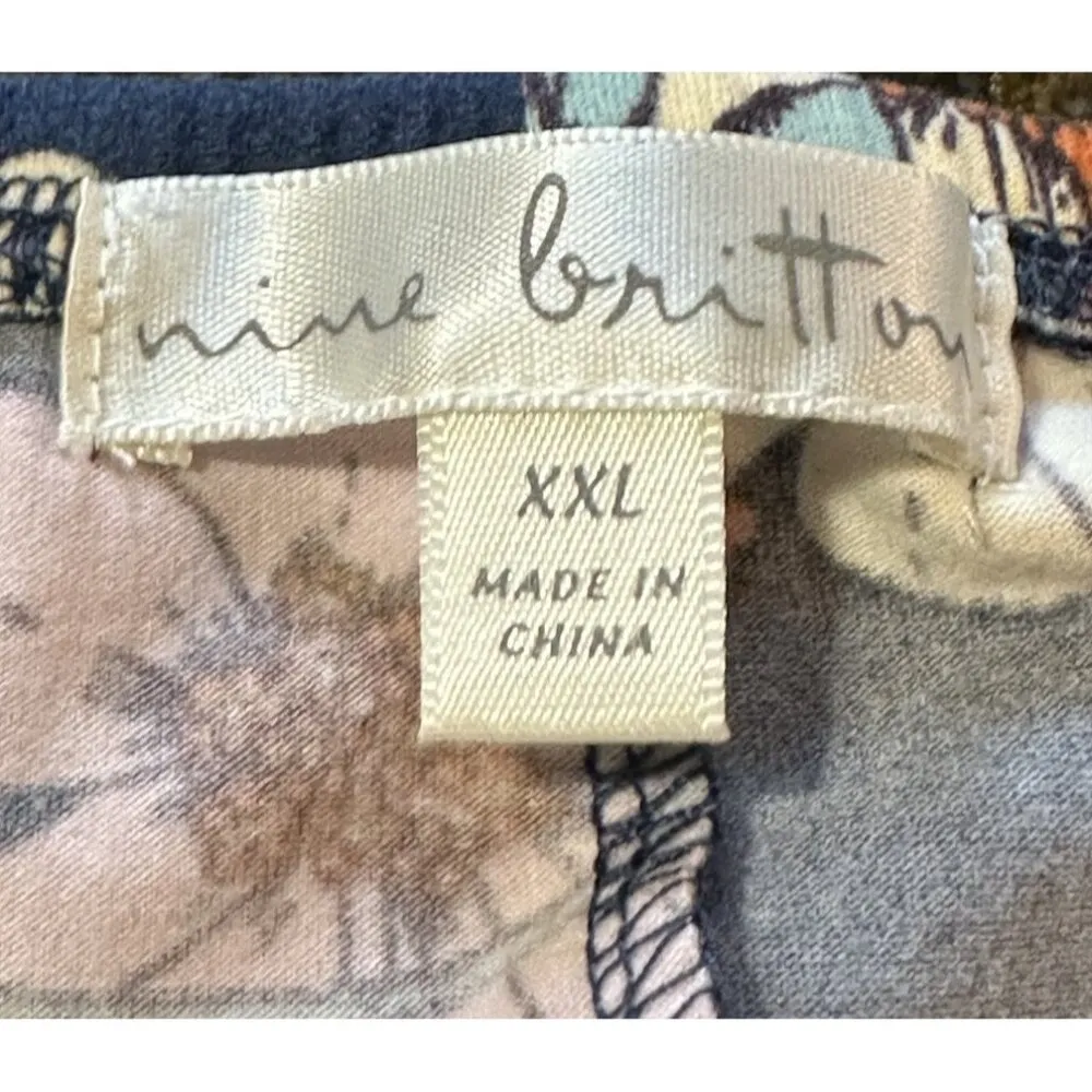 NINE BRITTON Vivienne Knit Fitted Floral Print Dress Cinch Waist Midi  Sz XXL - Image 3