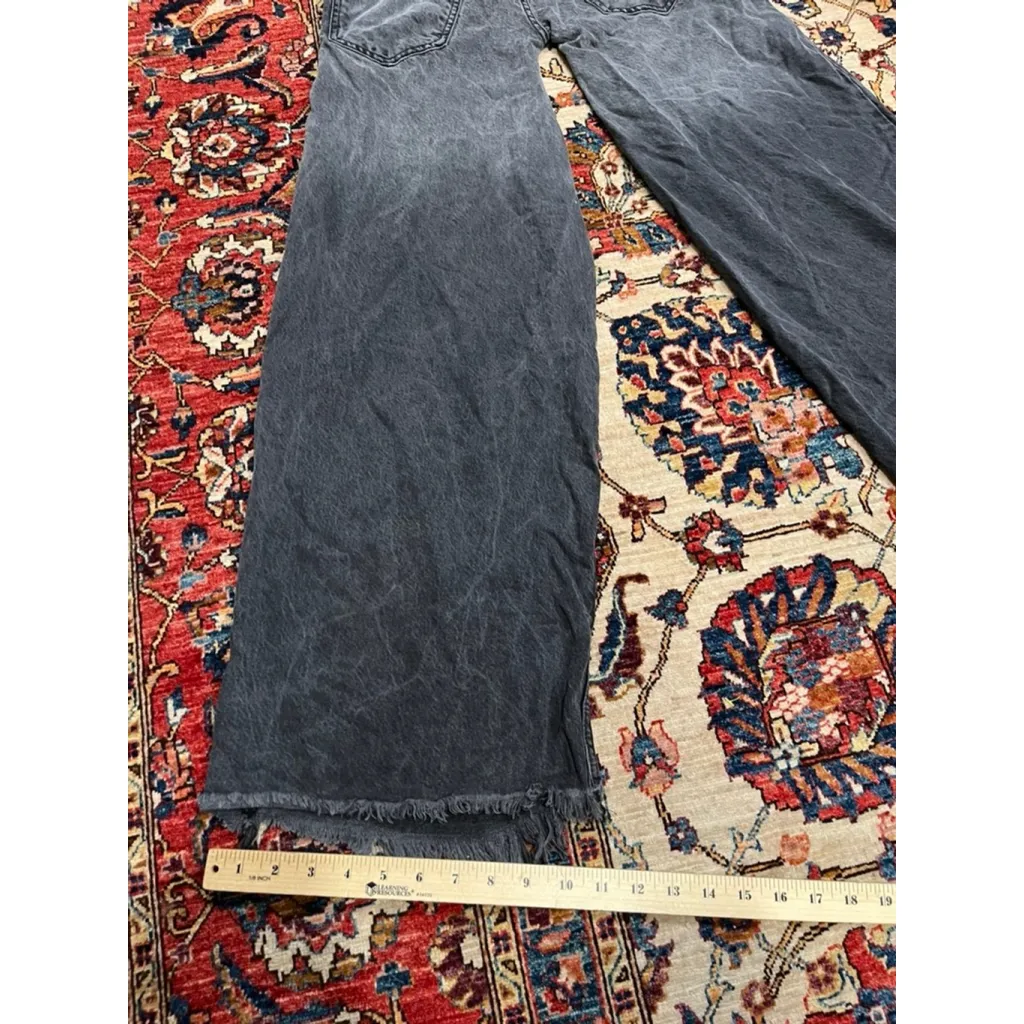 We the Free Charocal Black Button Fly Wide Leg High Waist Distressed Jeans 25 - Image 12