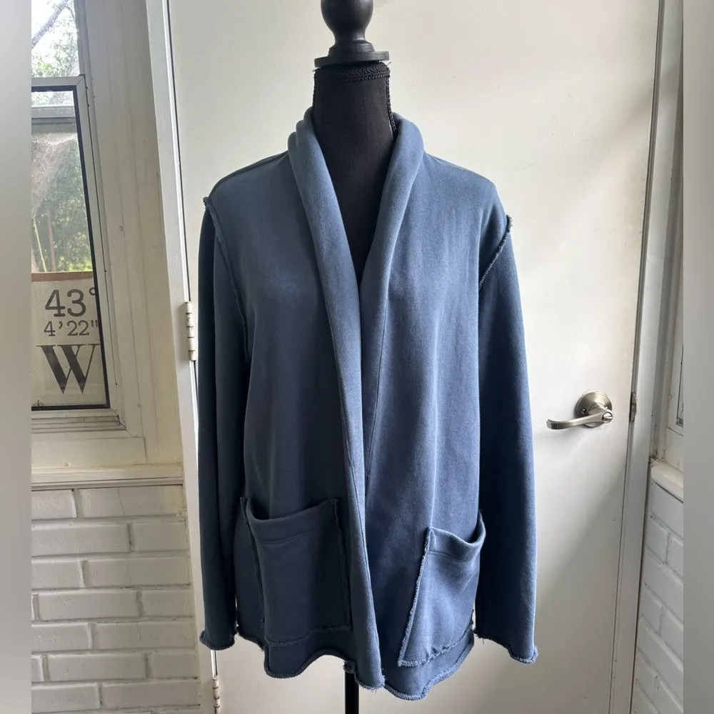 Eileen Fisher‎ Organic Cotton French Terry Shawl Collar Jacket medium layered - Image 2