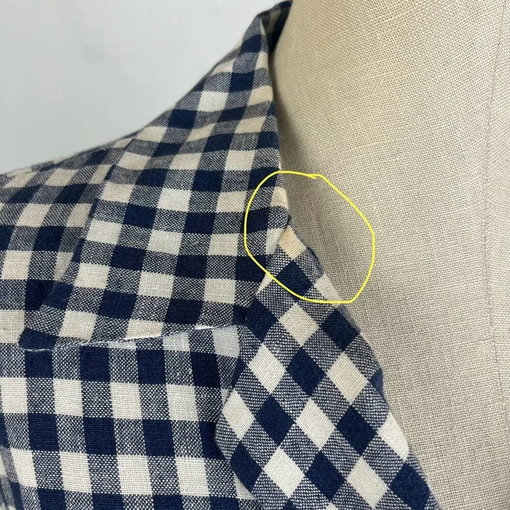 Mansur Gavriel Gingham Linen Shirtdress Blue Size L - Image 5