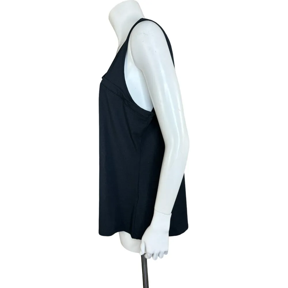 Attitudes By Renee Washed Cotton Jersey Knit Asymmetric Tank Top Black XL - Image 6