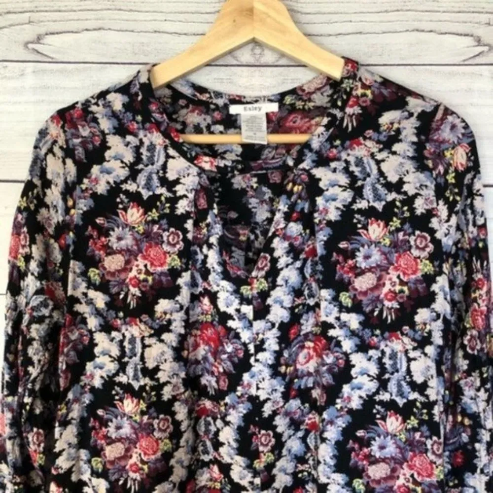 Boutique Esley Colorful Printed Long Sleeve Keyhole Neck Shift Dress M - Image 35