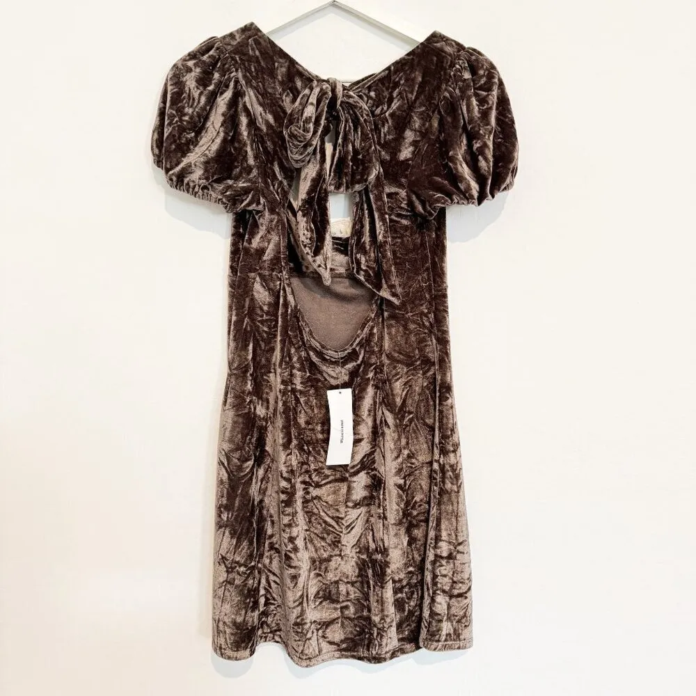 NWT‎ Kimchi Blue Jill Velour Dress Urban Outfitters in Brown Size Medium - Image 10