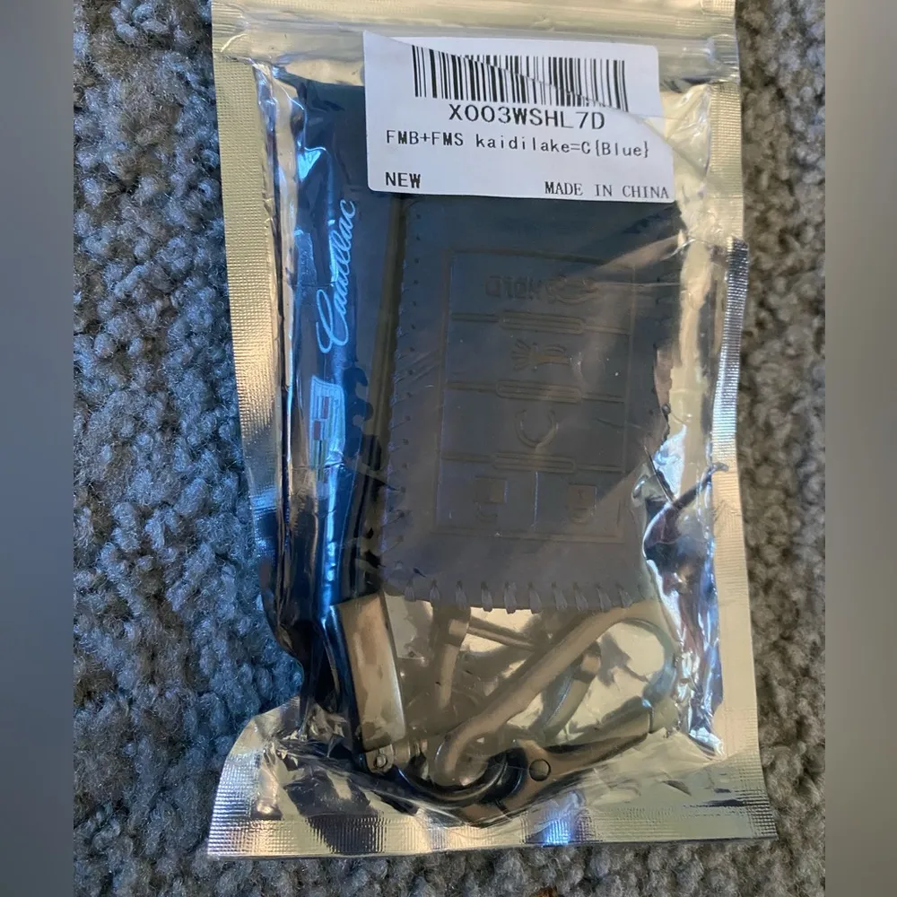 Cadillac Leather Key Fob Cover Case Blue - Image 3