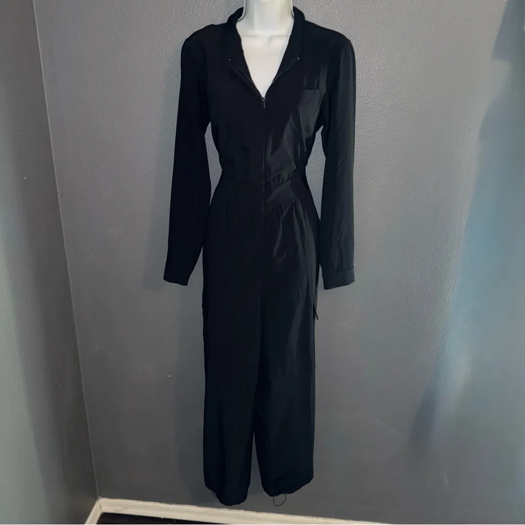 Athleta Black Long Sleeve Athletic Athleisure Jumpsuit Womens Small 4 - Image 5