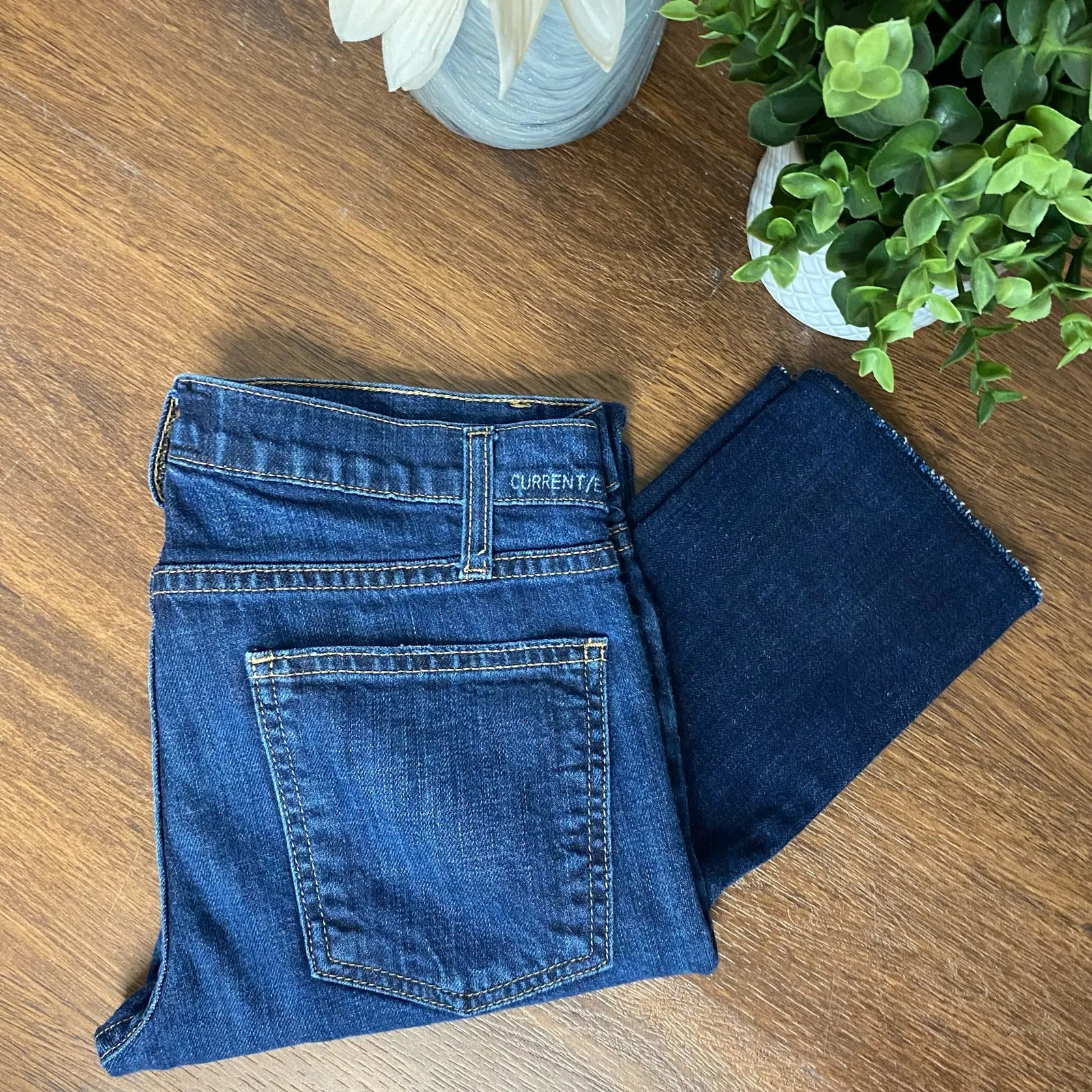 Current/Elliott The Roller Bonfire Raw Hem Slouchy Ankle Jeans Sz 24 - Image 9