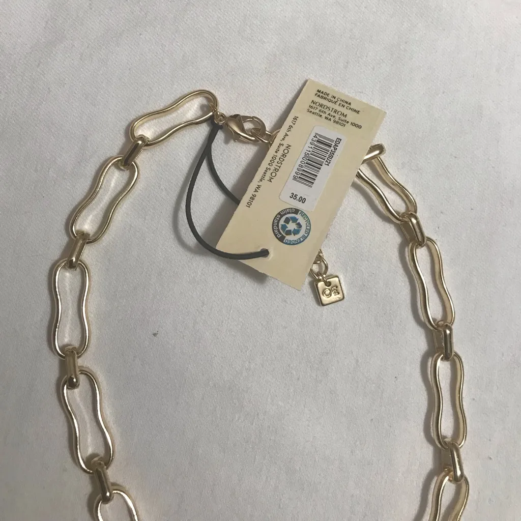Open Edit Gold Tone Chain Charm Necklace with Evil Eye Charms NWT 14” inches - Image 3