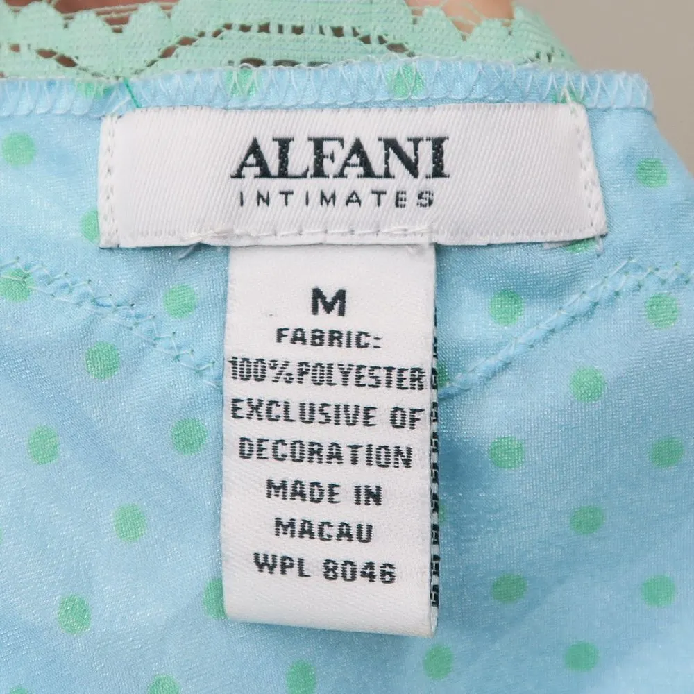 Vintage Alfani Intimates Light Blue and Mint Green Polka Dot Lingerie Slip Dress - Image 4