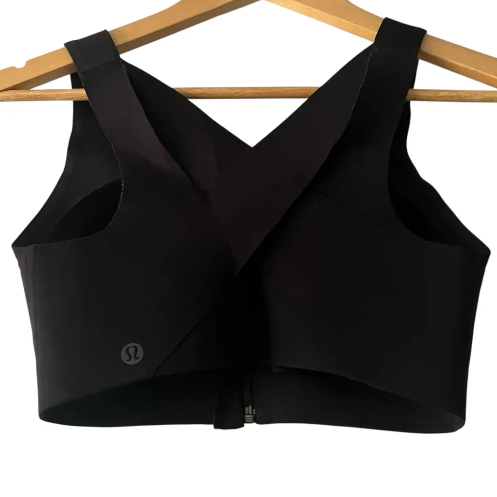 Lululemon Black Enlite Zip Front Athletic‎ Sports Bra 32DD Sporty Workout - Image 4