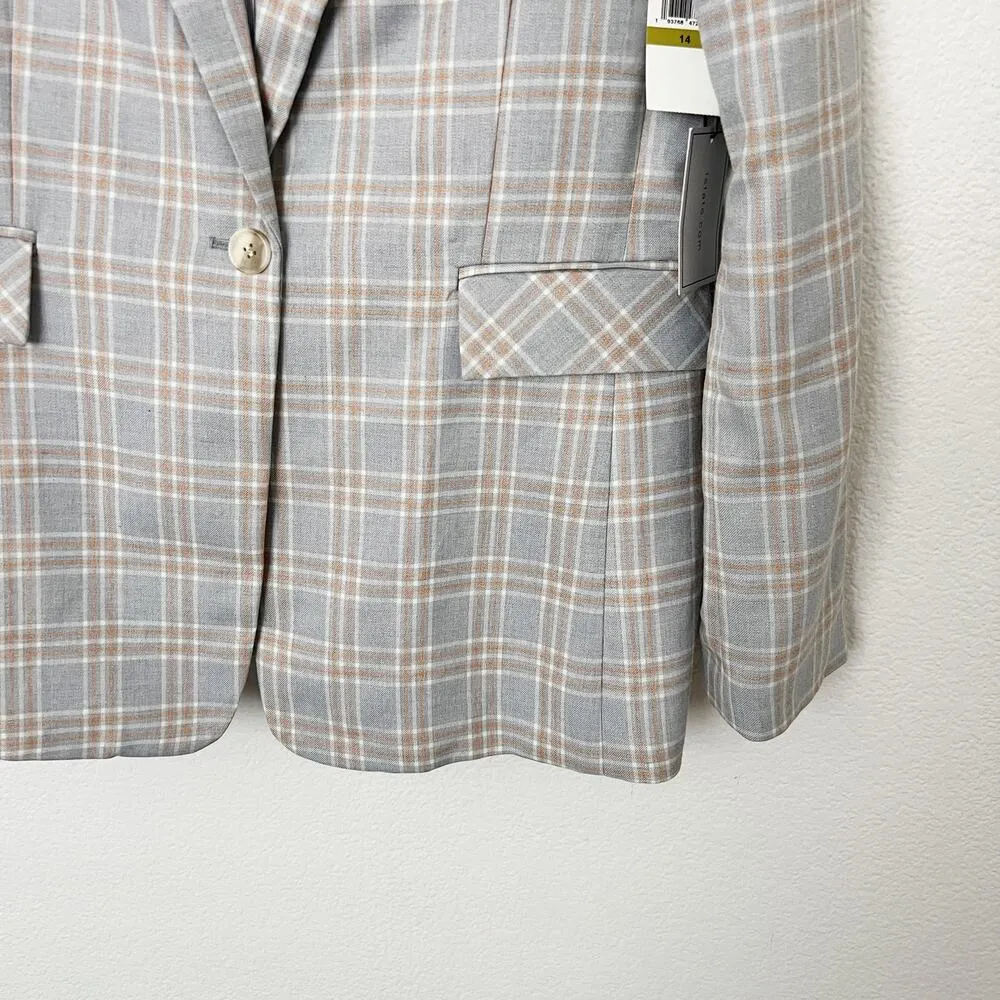 [1.State] Heather Grey Woodland Plaid One Button Blazer Jacket Work NWT Size 14 - Image 6