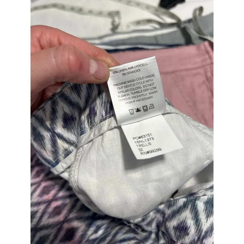 Level 99 x Anthropologie size 32 Pastel Aztec Linen Lyocell Shorts Stretch New! - Image 9