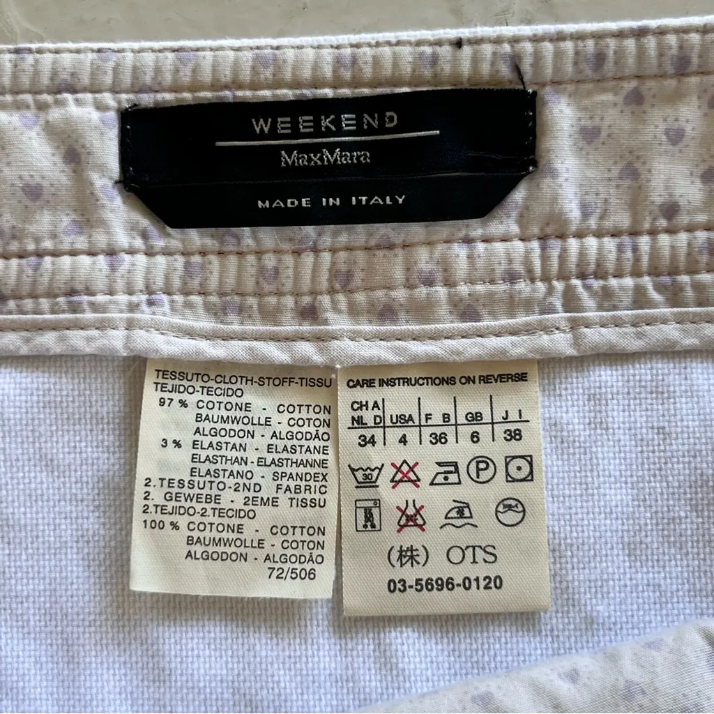 Max Mara Weekend White Cotton Mini Skirt with Red Contrast Stitching Size 4 - Image 3